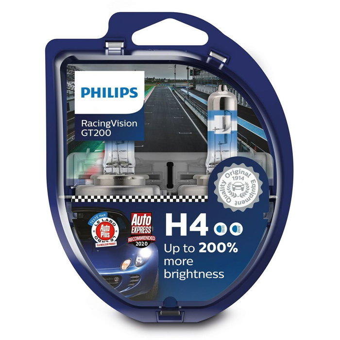Philips RacingVision GT200 Bombilla Halógena H4 12V 60/55W P43T-38 S2 - MTECPH 12342RGTS2