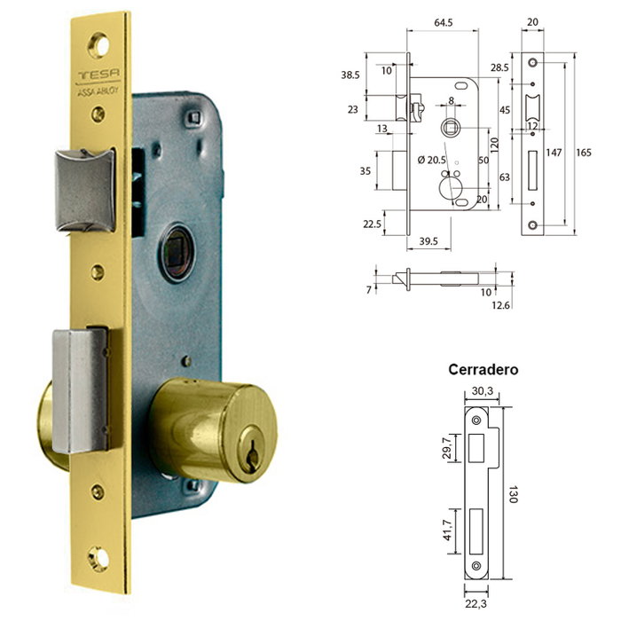 TESA Cerradura de Embutir Serie 2000/40 HL