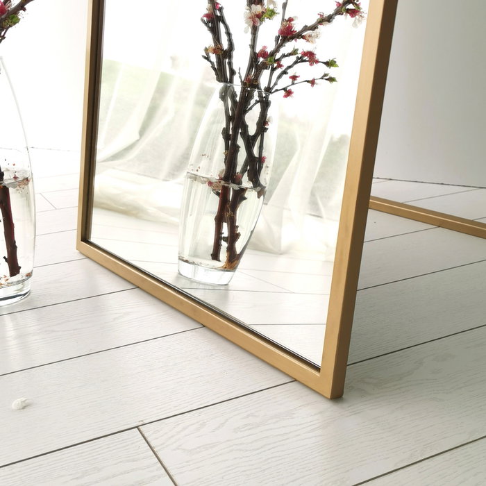 Hanah Home Espejo Cheval Dorado 50x170x60 cm Metal con Estantes para Dormitorio o Salón