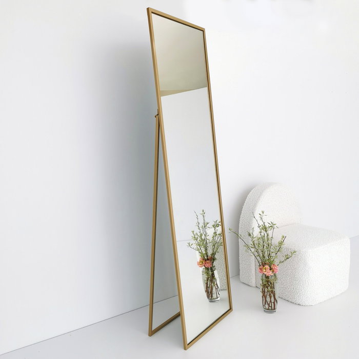 Hanah Home Espejo Cheval Dorado 50x170x60 cm Metal con Estantes para Dormitorio o Salón