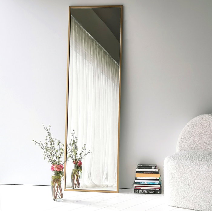 Hanah Home Espejo Cheval Dorado 50x170x60 cm Metal con Estantes para Dormitorio o Salón
