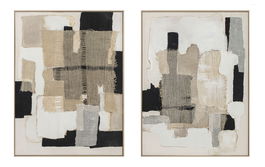 DKD Home Decor Cuadro Abstracto Blanco y Negro 90 x 120 x 4.5 cm (2 Unidades)