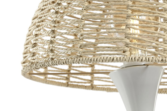 DKD Home Decor Lámpara de Sobremesa Seta Metal y Cuerda Blanco y Natural DKD Home Decor Lámpara de Sobremesa Seta Metal y Cuerda Blanco y Natural
