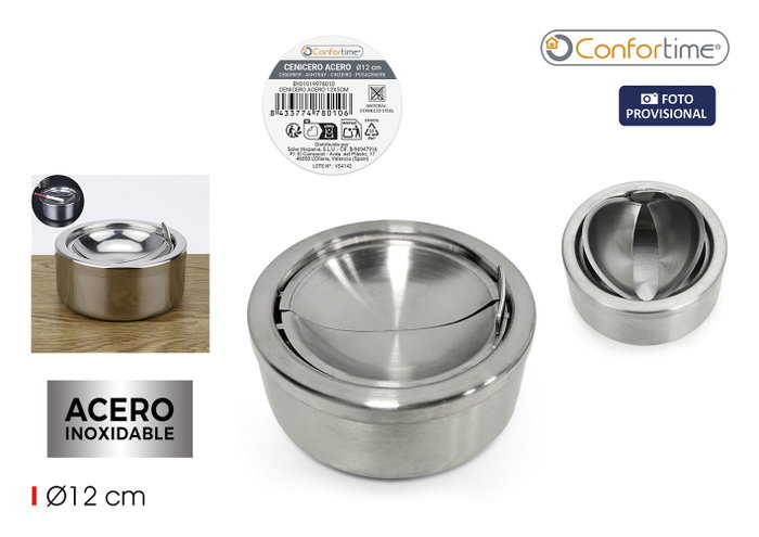 Confortime Cenicero Acero 11.7 x 6.5 x 11.7 cm (24 Unidades) Confortime Cenicero Acero 11.7 x 6.5 x 11.7 cm (24 Unidades)