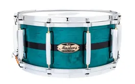 Pearl Caja 14 X 6.5" Master Maple Pure Mp4 - Custom Aqua Turquoise Stripe Pearl