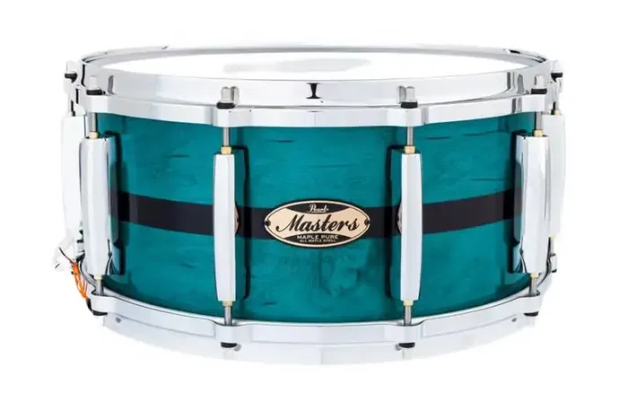 Pearl Caja 14 X 6.5" Master Maple Pure Mp4 - Custom Aqua Turquoise Stripe Pearl