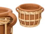 Giftdecor Jarrón Indalo de Barro y Mimbre, Color Marrón Natural, Dimensiones 22x19x16 cm (Set de 4)