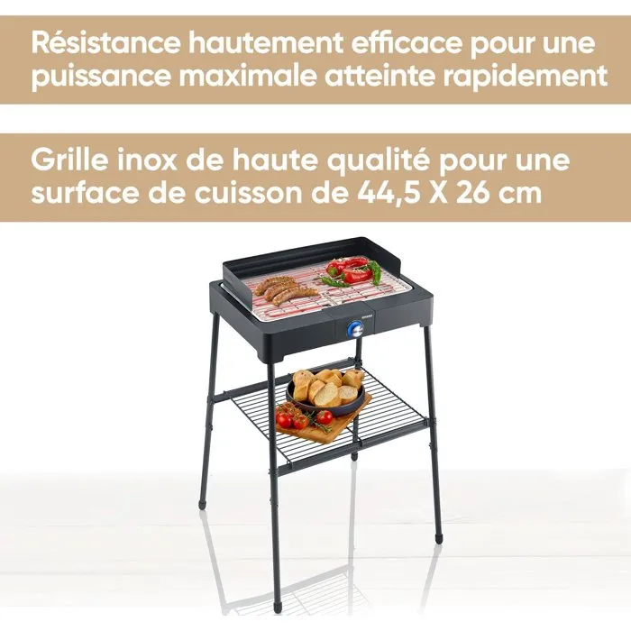 Severin Barbacoa eléctrica PG8566 con patas - 2200 W - Superficie 44,5 x 26 cm - Termostato regulable - Negra Severin Barbacoa eléctrica PG8566 con patas - 2200 W - Superficie 44,5 x 26 cm - Termostato regulable - Negra