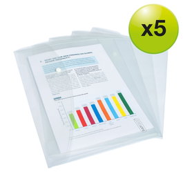 RAPESCO Dosier Sobre PP Translúcido con Broche A4 Cristal Pack de 5
