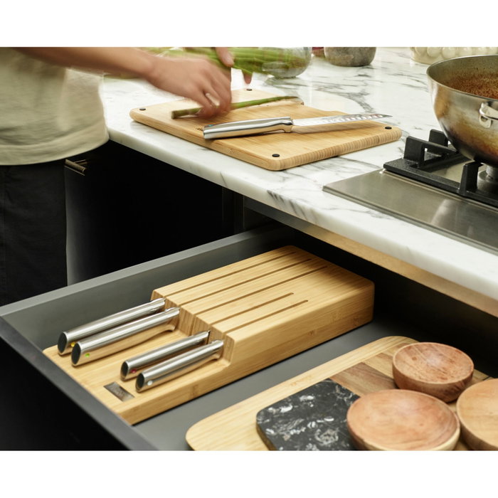 Joseph Joseph Elevate SST Knife Set con bandeja de bambú para cajón de 5 piezas de acero inoxidable japonés.</a>