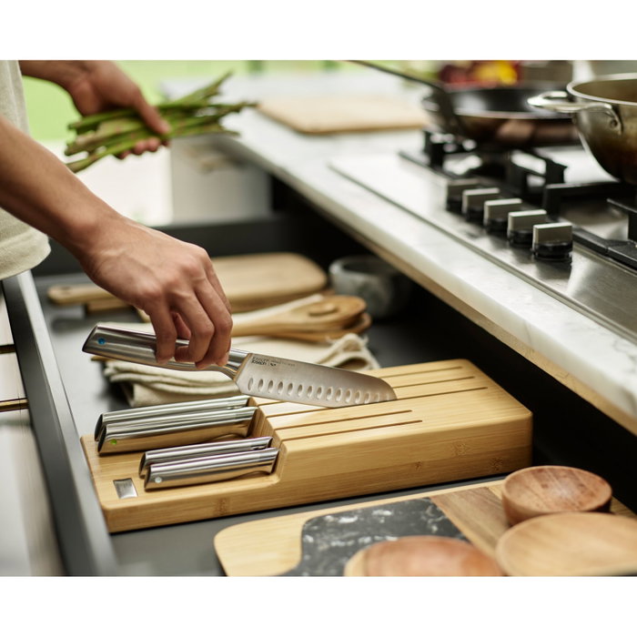 Joseph Joseph Elevate SST Knife Set con bandeja de bambú para cajón de 5 piezas de acero inoxidable japonés.</a>