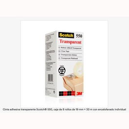 Scotch Cinta Transparente 550 19mm x 33m - Pack 8 Rollos