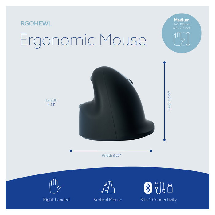 R-GO TOOLS R-Go HE Break Ratón Ergonómico Vertical Bluetooth Negro