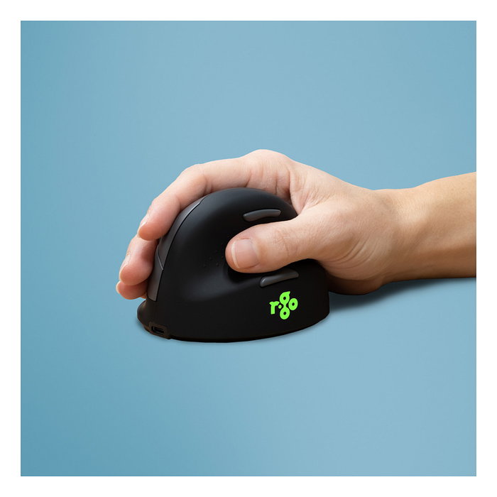 R-Go Ratón Ergonómico Inalámbrico HE Break para Mano Derecha, Negro, Bluetooth 5.0, 2400 DPI, Software de Pausa