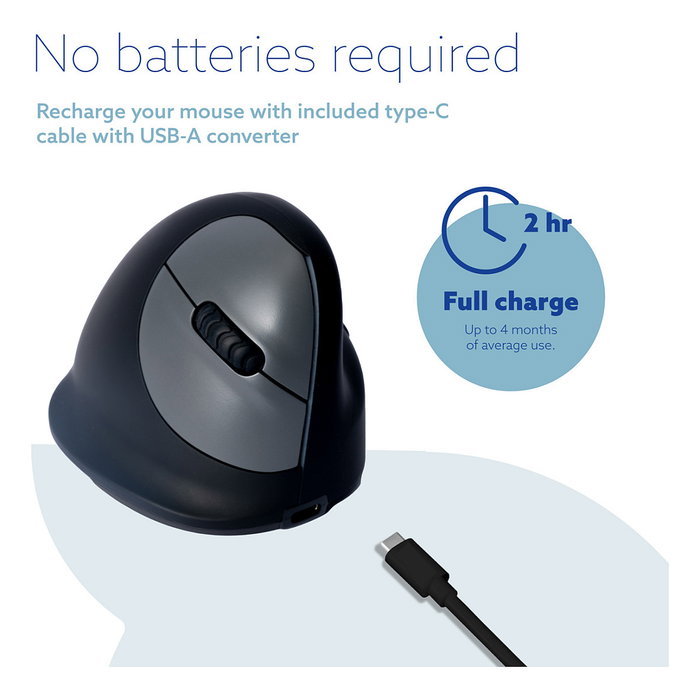R-Go Ratón Ergonómico Inalámbrico HE Break para Mano Derecha, Negro, Bluetooth 5.0, 2400 DPI, Software de Pausa R-Go Ratón Ergonómico Inalámbrico HE Break para Mano Derecha, Negro, Bluetooth 5.0, 2400 DPI, Software de Pausa