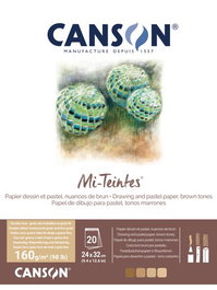 CANSON® MI-TEINTES® Bloc de dibujo encolado tonos marrones 240x320 mm 160g (Set de 5)