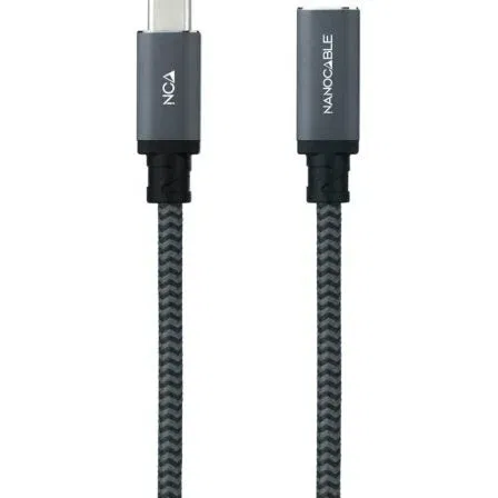 Nanocable 10.01.4501-L150-COMB Cable Alargador USB Tipo-C Macho - USB Tipo-C Hembra, 1.5m, Negro, USB-C 3.2 Gen2x2 20Gbps 100W 4K