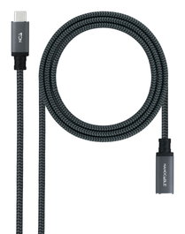 Nanocable Cable Prolongador USB-C 3.2 Gen2x2 20Gbps 100W 1.5m Negro