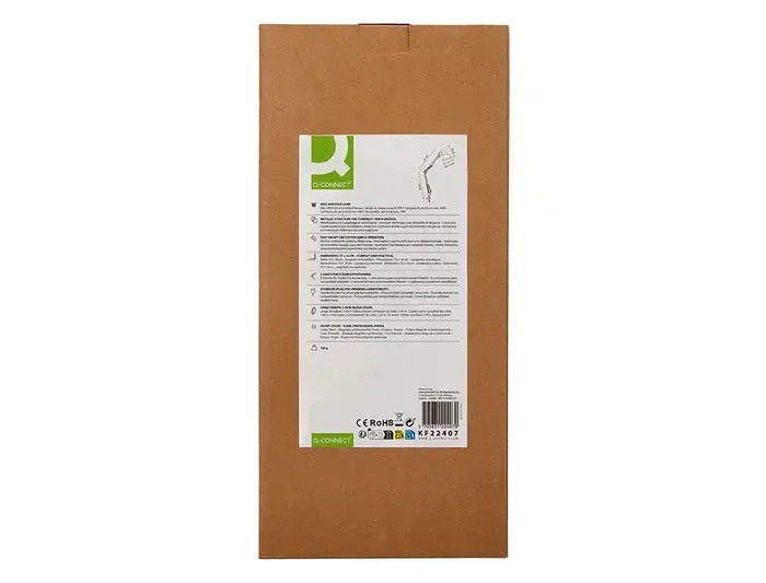 Q-Connect Antares Lámpara de Escritorio, Brazo Articulado 3 Puntos con Pinza, Interruptor, Metálica, 40W, Color Plata