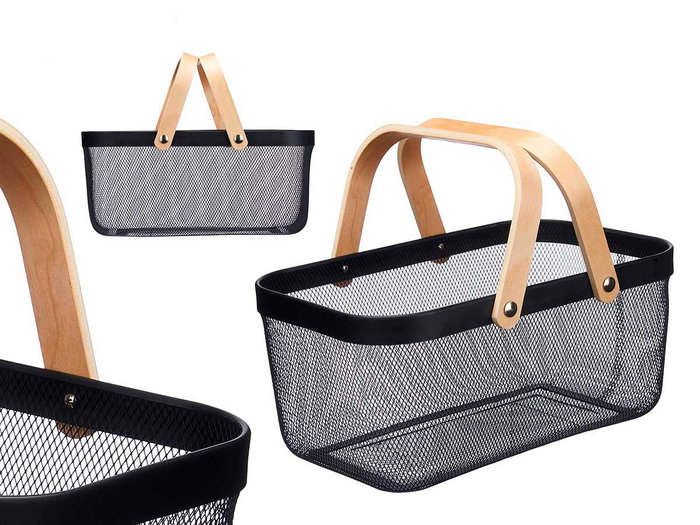 Kinvara Cesta con Malla, 2 Asas de Madera, Rectangular, Color Negro, Dimensiones: 42.5 x 18 x 26.5 cm (Ancho x Alto x Largo) (Set de 6) Kinvara Cesta con Malla, 2 Asas de Madera, Rectangular, Color Negro, Dimensiones: 42.5 x 18 x 26.5 cm (Ancho x Alto x Largo) (Set de 6)