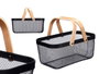 Kinvara Cesta con Malla, 2 Asas de Madera, Rectangular, Color Negro, Dimensiones: 42.5 x 18 x 26.5 cm (Ancho x Alto x Largo) (Set de 6)