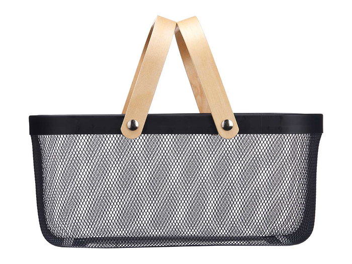 Kinvara Cesta con Malla, 2 Asas de Madera, Rectangular, Color Negro, Dimensiones: 42.5 x 18 x 26.5 cm (Ancho x Alto x Largo) (Set de 6) Kinvara Cesta con Malla, 2 Asas de Madera, Rectangular, Color Negro, Dimensiones: 42.5 x 18 x 26.5 cm (Ancho x Alto x Largo) (Set de 6)