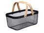 Kinvara Cesta con Malla, 2 Asas de Madera, Rectangular, Color Negro, Dimensiones: 42.5 x 18 x 26.5 cm (Ancho x Alto x Largo) (Set de 6)