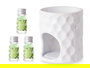 Acorde Set Quemador Aceite Esencial Bambu Ceramica Blanco 11 x 19.8 x 6.5 cm (Set de 12)