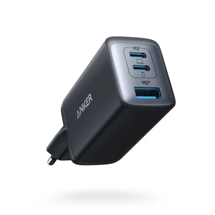 Anker 735 Charger GaNPrime 65W - Cargador de Pared USB-C 2 Puertos + USB-A 1 Puerto para Carga Rápida de Laptop MacBook, iPhone, Samsung Galaxy, iPad, Tablets, Smartphone, Negro