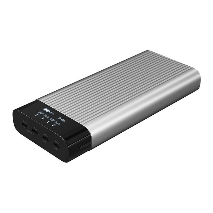 Targus Hyper HJ245B Pack de Batería 27000 mAh con Pantalla OLED, 4 Puertos, Carga Rápida 100W, Plata