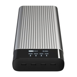 Targus Hyper HJ245B Pack de Batería 27000 mAh con Pantalla OLED, 4 Puertos, Carga Rápida 100W, Plata