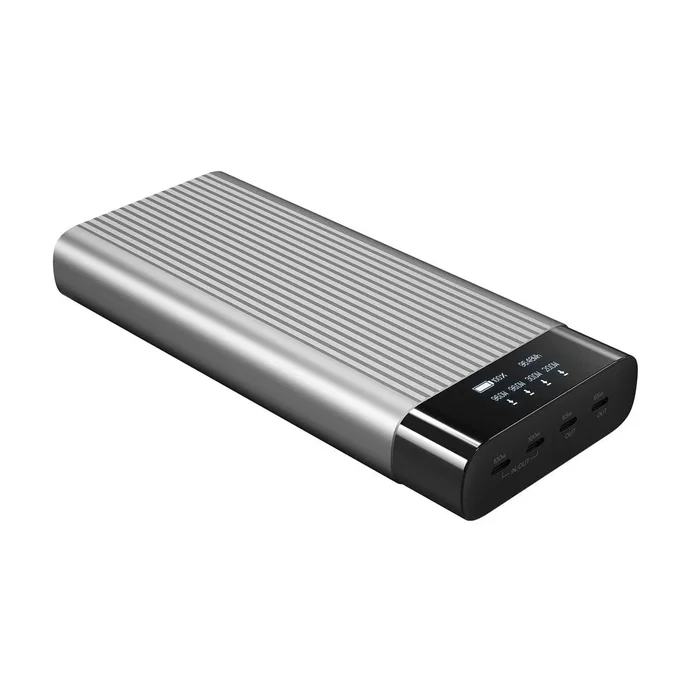HYPER HJ245B Batería Externa Power Bank 27000 mAh Plata - 245W USB-C PD 3.0, QC 4.0+, 4 Puertos, Carga Rápida para Laptop y Móviles