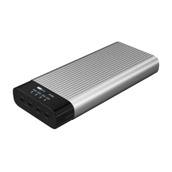 HYPER HJ245B Batería Externa Power Bank 27000 mAh Plata - 245W USB-C PD 3.0, QC 4.0+, 4 Puertos, Carga Rápida para Laptop y Móviles