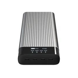 HYPER HJ245B Batería Externa Power Bank 27000 mAh Plata - 245W USB-C PD 3.0, QC 4.0+, 4 Puertos, Carga Rápida para Laptop y Móviles