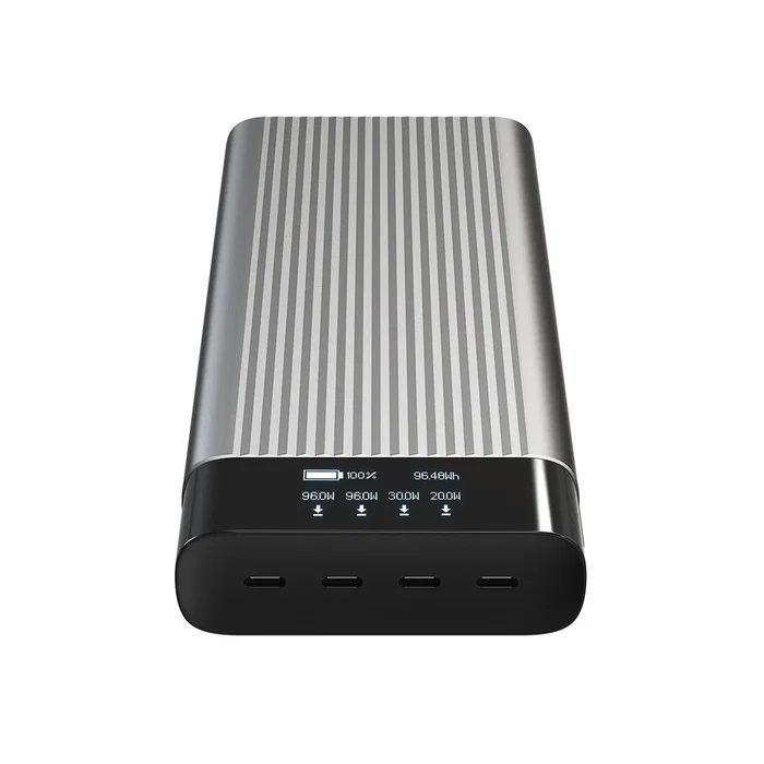 HYPER HJ245B Batería Externa Power Bank 27000 mAh Plata - 245W USB-C PD 3.0, QC 4.0+, 4 Puertos, Carga Rápida para Laptop y Móviles