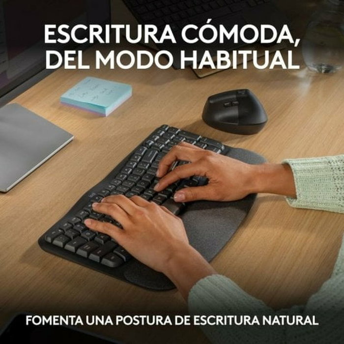 Logitech Wave Keys Teclado Ergonómico Inalámbrico QWERTY Español Grafito Logitech Wave Keys Teclado Ergonómico Inalámbrico QWERTY Español Grafito