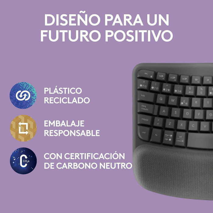 Logitech Wave Keys Teclado Ergonómico Inalámbrico QWERTY Español Grafito Logitech Wave Keys Teclado Ergonómico Inalámbrico QWERTY Español Grafito