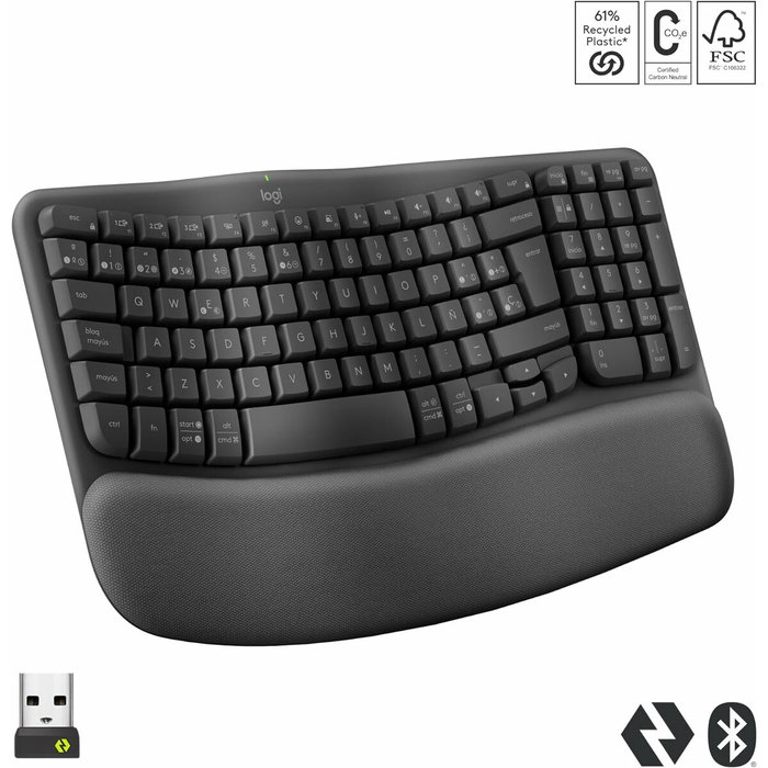 Logitech Wave Keys Teclado Ergonómico Inalámbrico QWERTY Español Grafito Logitech Wave Keys Teclado Ergonómico Inalámbrico QWERTY Español Grafito