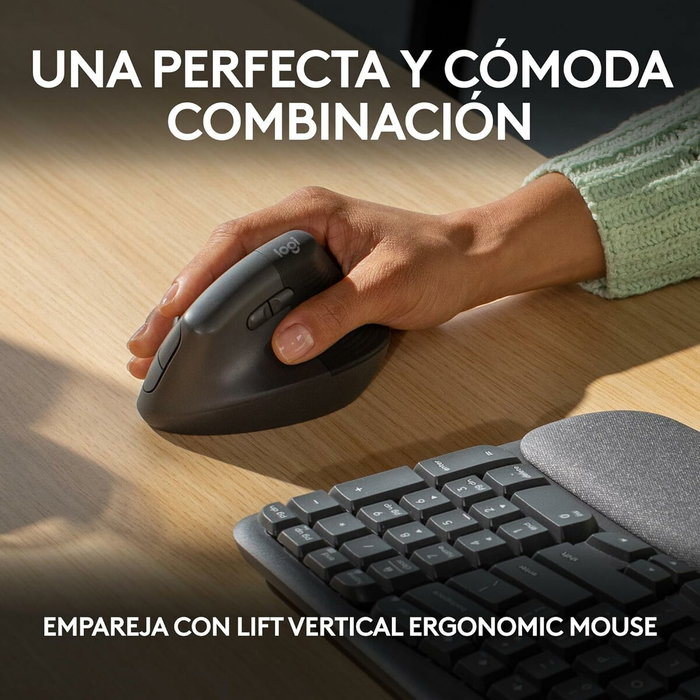 Logitech Wave Keys Teclado Ergonómico Inalámbrico QWERTY Español Grafito Logitech Wave Keys Teclado Ergonómico Inalámbrico QWERTY Español Grafito
