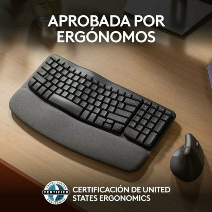 Logitech Wave Keys Teclado Ergonómico Inalámbrico QWERTY Español Grafito Logitech Wave Keys Teclado Ergonómico Inalámbrico QWERTY Español Grafito