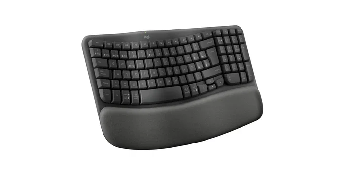 Logitech 920-012296 Teclado Ergonómico Wave Keys Inalámbrico RF + Bluetooth QWERTY Español Negro Grafito Completo con Reposamanos