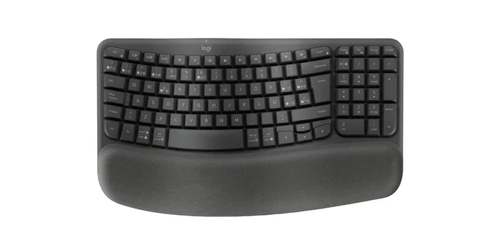 Logitech 920-012296 Teclado Ergonómico Wave Keys Inalámbrico RF + Bluetooth QWERTY Español Negro Grafito Completo con Reposamanos