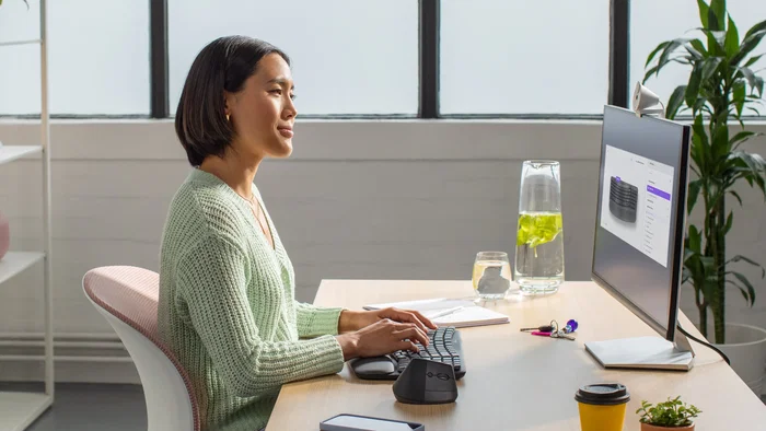 Logitech 920-012296 Teclado Ergonómico Wave Keys Inalámbrico RF + Bluetooth QWERTY Español Negro Grafito Completo con Reposamanos