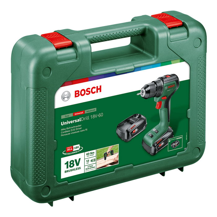 Bosch UniversalDrill 18V-60 con 2 Baterías de 2,0 Ah y Cargador