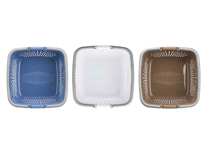 Stefanplast Cesta Plástico Cuadrada Calada 18L con Asas 39x39x21.5 cm (Set de 30)