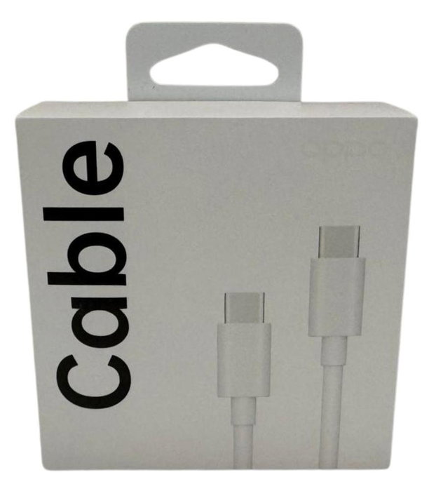 OPPO Cable USB-C a USB-C para Carga Rápida de 65W, 6.5A, Transferencia de Datos, 1 Metro, Blanco
