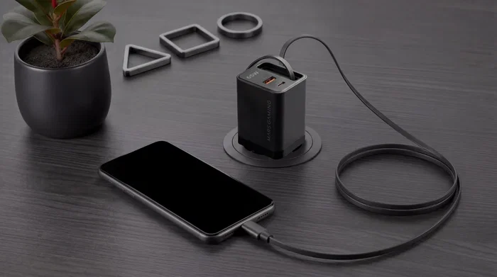 Mars Gaming MD-GAN65R Cargador de Pared GaN 65W con Cable USB-C Retráctil Negro Mars Gaming MD-GAN65R Cargador de Pared GaN 65W con Cable USB-C Retráctil Negro