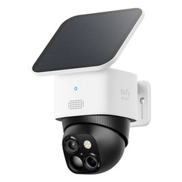 EUFY SoloCam S340 - Cámara de Seguridad Exterior Solar, 360°, 2.4 GHz WiFi, 8x Zoom, 2880P, Resistente al Agua, Sin Cuotas, Compatible con HomeBase 3, Blanco