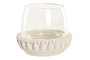 DKD Home Decor Portavelas de Cemento y Cristal con Relieve Blanco