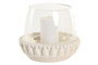 DKD Home Decor Portavelas de Cemento y Cristal con Relieve Blanco